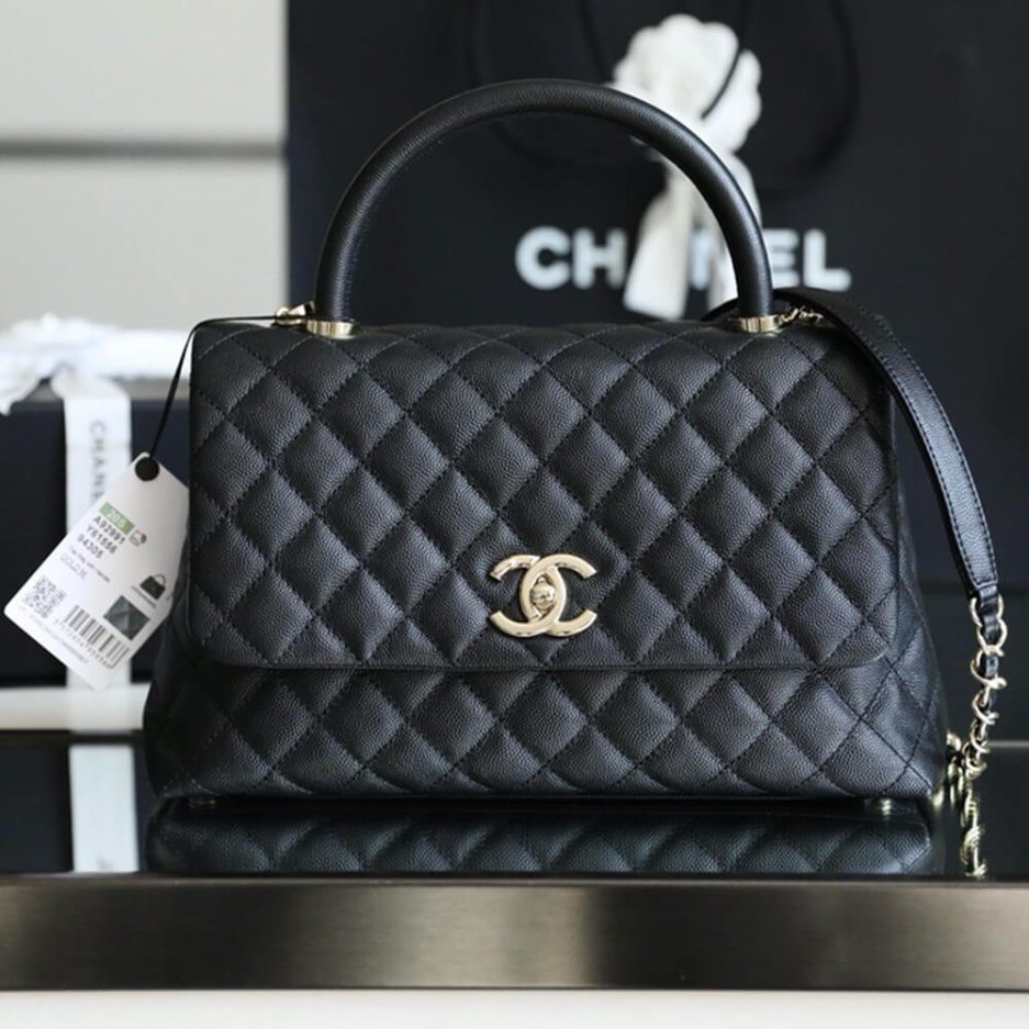 Ch**el LARGE FLAP BAG WITH TOP HANDLE(high-end grade)