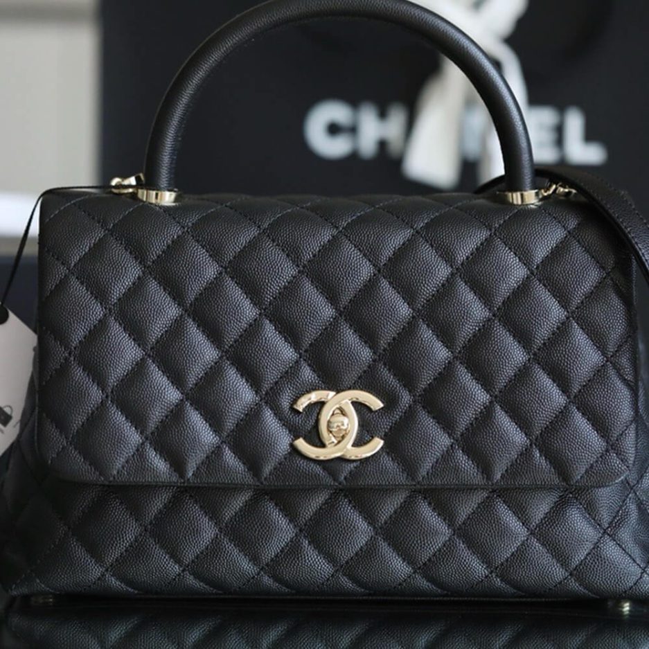 Ch**el LARGE FLAP BAG WITH TOP HANDLE(high-end grade)