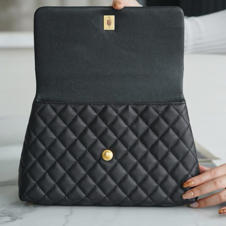Ch**el LARGE FLAP BAG WITH TOP HANDLE(high-end grade)