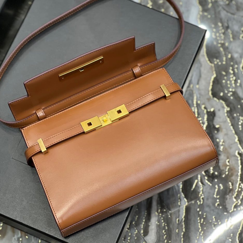 MANHATTAN SMALL SHOULDER BAG IN BOX Sa1nt Lau*nt LEATHER